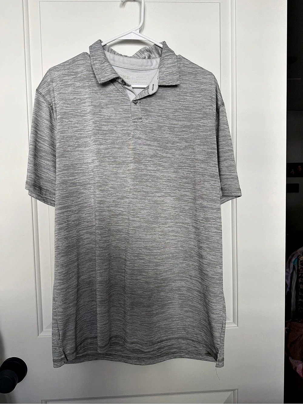 Peter Millar Men's Striped Polo in Gray Like New
